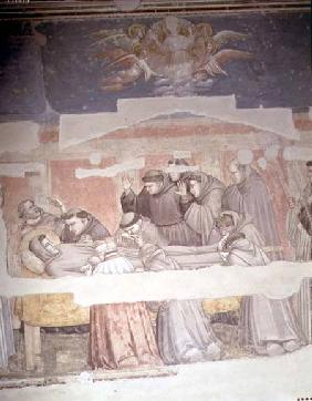 The Death of St. Francis, detail of bier, from the Bardi chapel