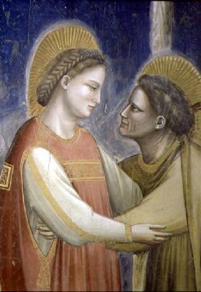 The Visitation, detail of the Virgin embracing St. Elizabeth