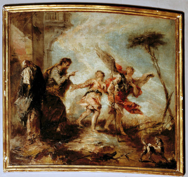 Guardi, Giovanni Antonio 1698-1760. ''The departure of the young Tobias'', c.1750/53. Oil on canvas, from Giovanni Antonio Guardi