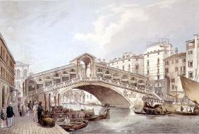 The Ponte di Rialto, Venice, engraved by Lefevre (litho)