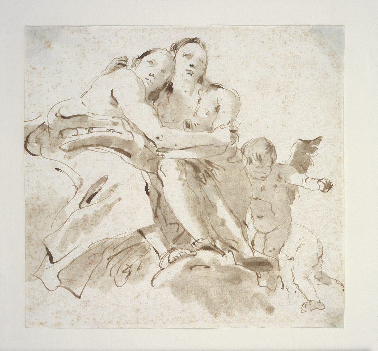 Two Female Figures and Two Putti on Clouds from Giovanni Battista Tiepolo