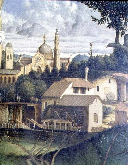 The Crucifixion, detail of architecture in the background from Giovanni Bellini