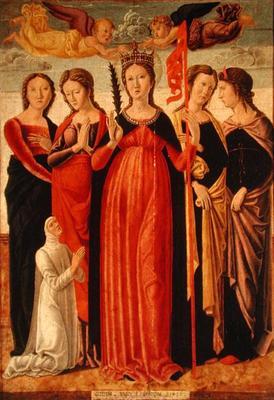 St. Ursula and Four Saints (tempera on panel)