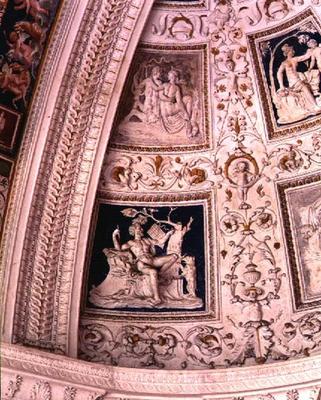 The Loggia, detail of the vault decorated with mythological relief panels, 1520's (stucco) from Giovanni da Udine