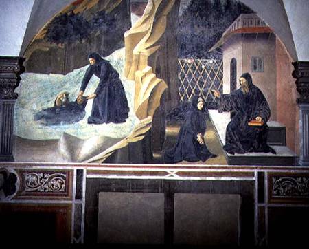 St. Benedict Sending Mauro to Save the Drowning Placidus from the Lake detail from the fresco cycle from Giovanni  di Consalvo