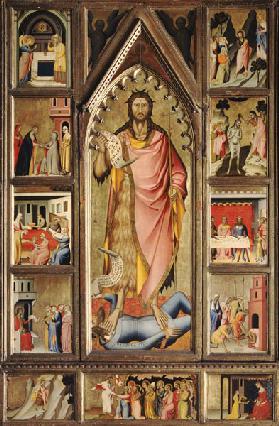 Der Hl. Johannes  umgeben von elf Szenen seines Lebens.