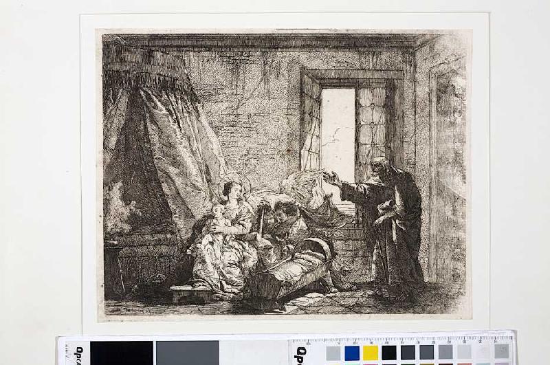 Joseph berichtet Maria von der Aufforderung zur Flucht, aus der Serie Die Flucht nach Ägypten from Giovanni Domenico Tiepolo