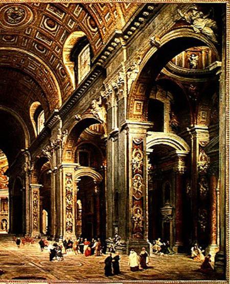 Cardinal Melchior de Polignac (1661-1742) Visiting St. Peter's in Rome  (detail) from Giovanni Paolo Pannini