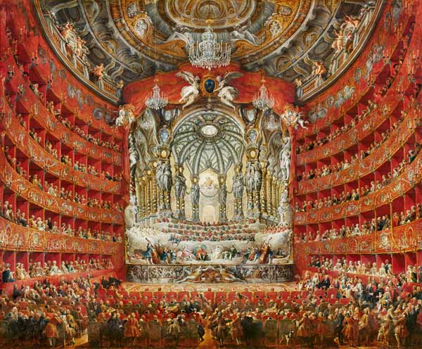 Concert given by Cardinal de La Rochefoucauld at the Argentina Theatre in Rome from Giovanni Paolo Pannini