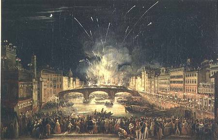 Fireworks over the River Arno from Giovanni Signorini