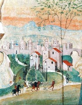 View of Prato City, detail from the Crucifixion, from the Chapter House