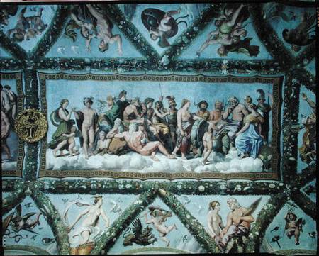 The Council of the Gods, ceiling decoration from the 'Loggia of Cupid and Psyche' from Giulio Romano