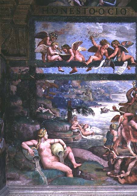The Rustic Banquet celebrating the marriage of Cupid and Psyche, detail depicting river gods and god from Giulio Romano