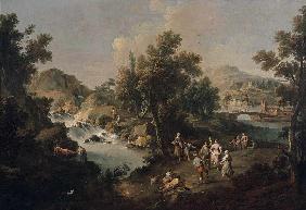 Landscape with a River and Dancing Peasants
