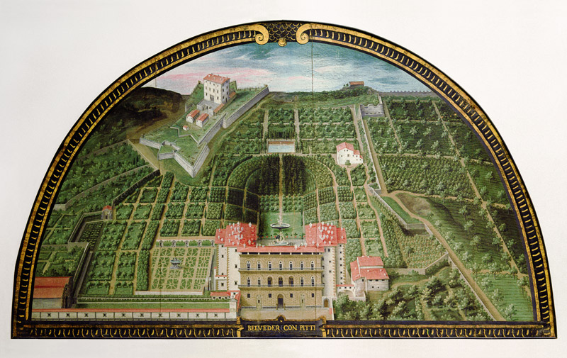 Fort Belvedere and the Pitti Palace from a series of lunettes depicting views of the Medici villas from Giusto Utens