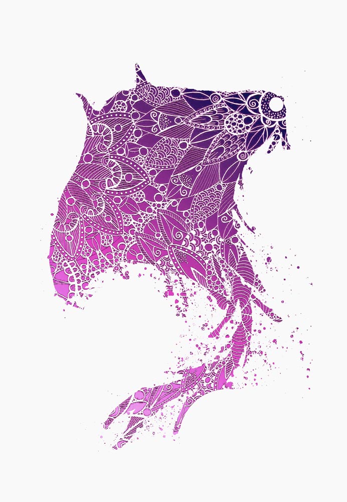 Purple Mandala Manta Ray Silhouette from Sebastian  Grafmann