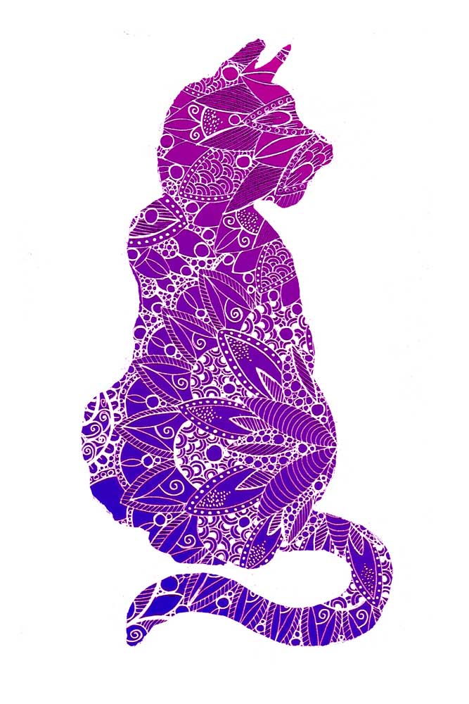Purple Mandala Cat Silhouette from Sebastian  Grafmann