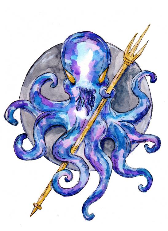 Purple Octopus with Trident from Sebastian  Grafmann