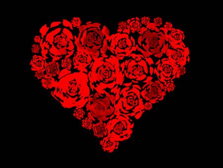 Herz aus roten Rosen auf Schwarz