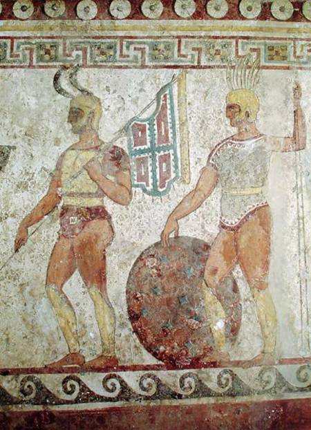 Foot soldiers, tomb painting from Paestum from Greek School
