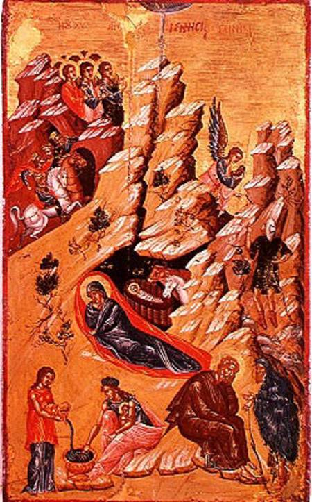 Icon depicting the Nativity from Greek School