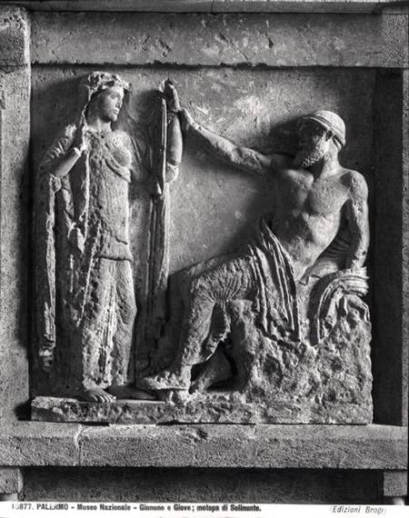 Juno and Jupiter, metope from the Temple of Selinunte, Sicily from Greek School