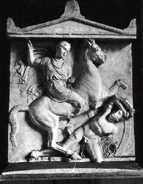 Funerary stele of Dexileos (d.394 BC) depicting him on his horse about to strike at the enemy