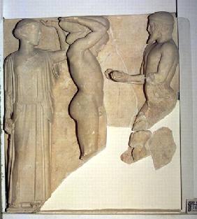 Metope X from the Temple of Zeus depicting Hercules Receiving the Golden Apples of the Hesperides fr