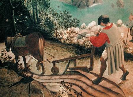 Landscape with the Fall of Icarus, detail of a man ploughing from Giuseppe Pellizza da Volpedo