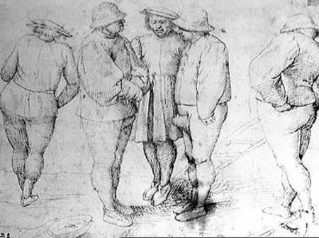 Peasants in Conversation (pen & ink on paper) from Giuseppe Pellizza da Volpedo