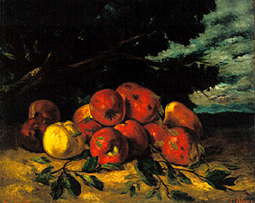 Apple still life from Gustave Courbet