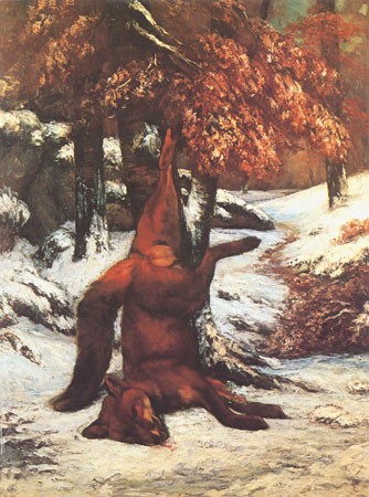 Renard suspendu are un arbre, Dans Laly inclines from Gustave Courbet