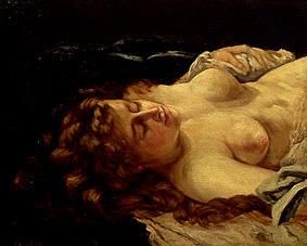 Sleeping red-haired woman. from Gustave Courbet