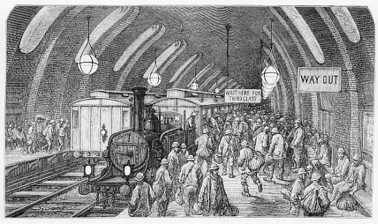 The workmen''s train, from ''London, a Pilgrimage'', written by William Blanchard Jerrold (1826-94)  from Gustave Doré