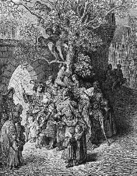 Crowd of onlookers and spectators at the wedding, scene from ''The Rime of the Ancient Mariner'' S.T