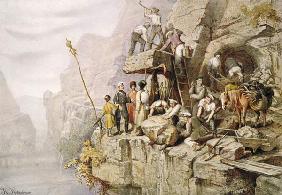 A Stone Quarry, 1833 (colour litho)