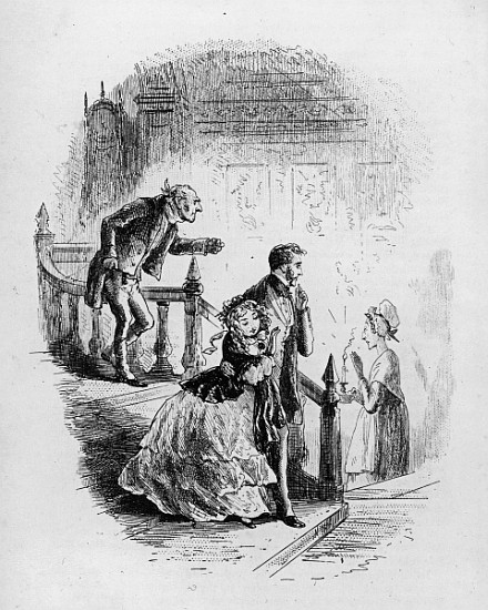 Flora''s tour of inspection, illustration from ''Little Dorrit'' Charles Dickens from Hablot Knight (Phiz) Browne