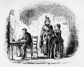 Mrs. Bagnet returns from her expedition, illustration from ''Bleak House'' Charles Dickens (1812-70)