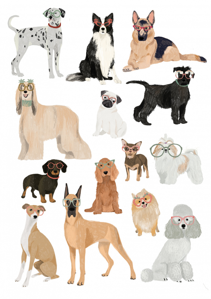 Dogs in glasses Print from Hanna Melin