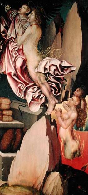 Bugnon altarpiece, left hand panel depicting the deliverance of a soul from purgatory