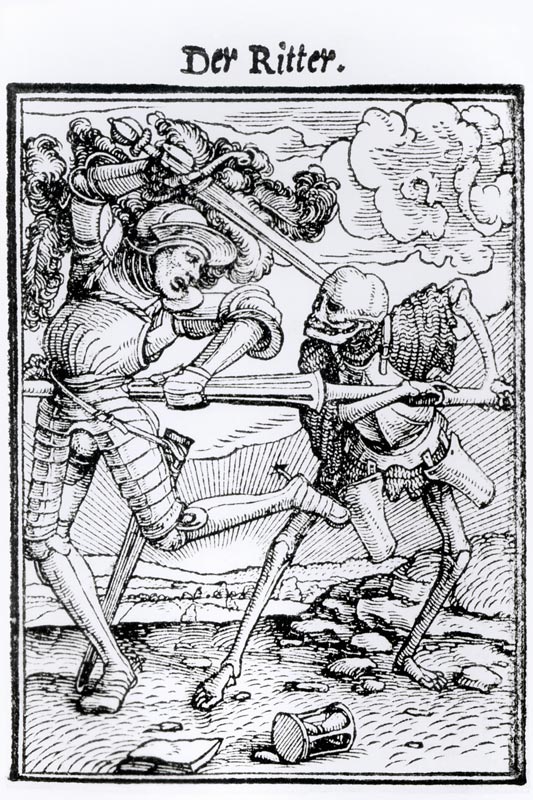Death and the Knight, from 'The Dance of Death', engraved by Hans Lutzelburger, c.1538 (woodcut) (b/ from Hans Holbein the Younger