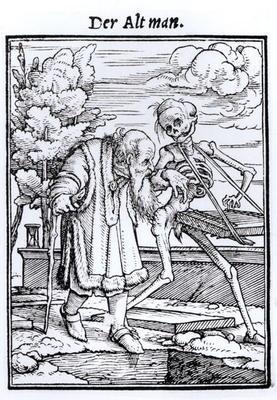Death and the Old Man, from 'The Dance of Death', engraved by Hans Lutzelburger, c.1538 (woodcut) (b
