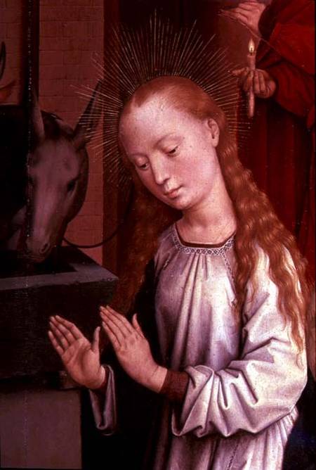 Detail of the Virgin from a Nativity Scene from Hans Memling