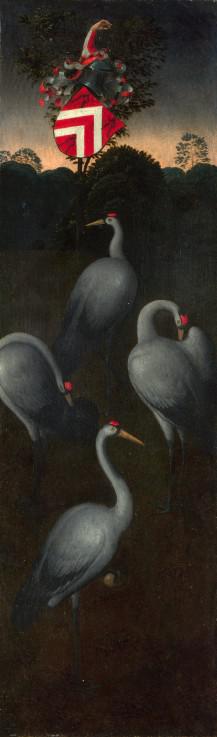 Cranes with the coat of arms of the Pagagnotti family (The reverse of a Panel from a Triptych)