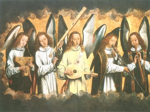 Angel playing instruments (right wing) from Hans Memling