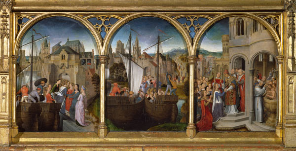 The arrival of St. Ursula and her companions in Rome to meet Pope Cyriacus from Hans Memling