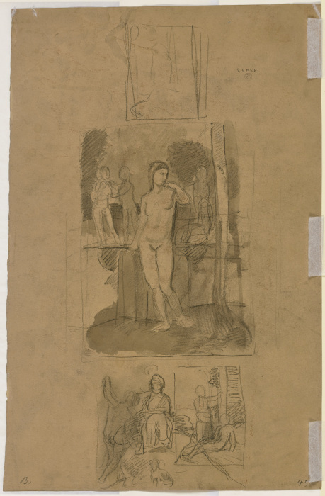 Sitzende und stehende Figuren, ein weiblicher Akt from Hans von Marées