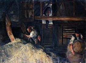 Workers: Workmen Bagging Hops, 1904 (oil on canvas)