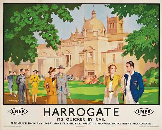Harrogate, its Quicker by Train', poster advertising rail journeys from Harry Tittensor