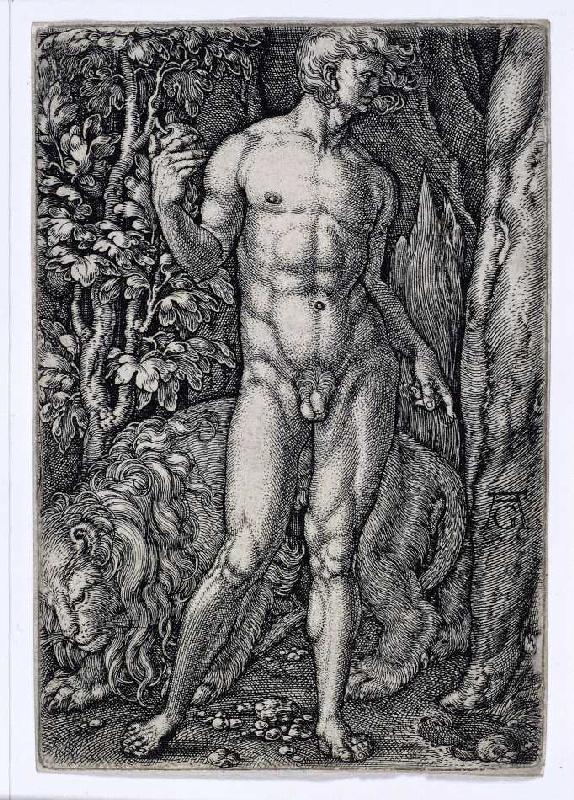 Die Geschichte von Adam und Eva: Adam mit einem Löwen from Heinrich Aldegrever